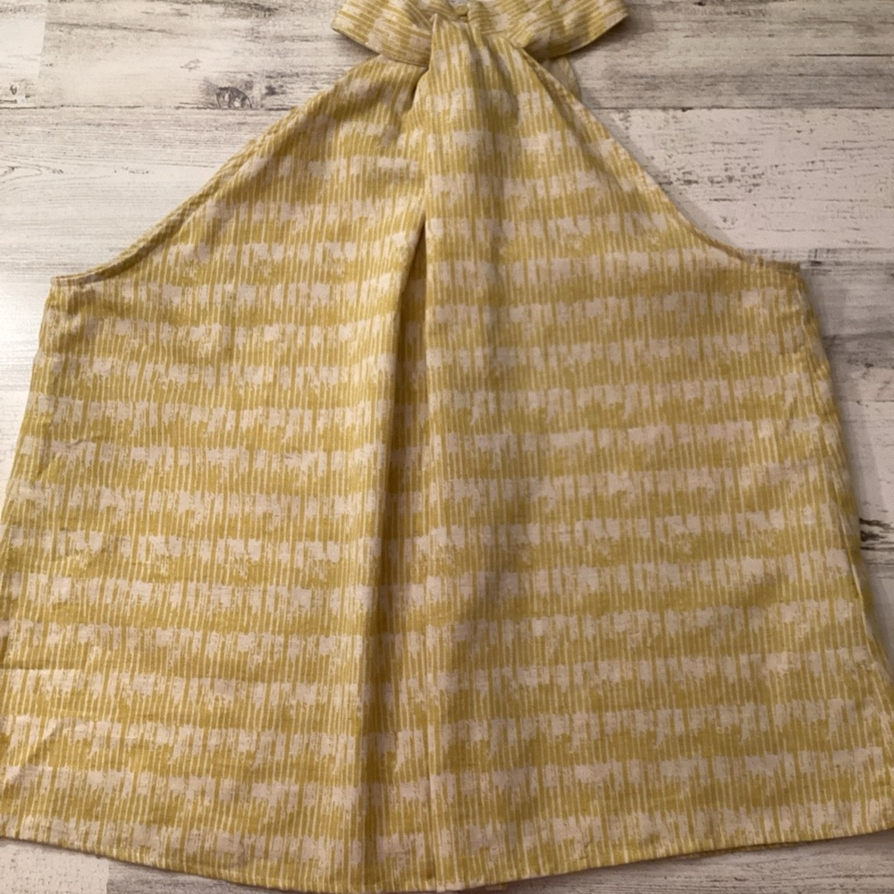Zara Yellow and White Halter Blouse Size M